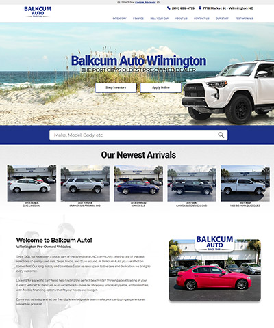 Custom website we built for a pre-owned dealership in Wilmington, NC