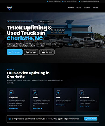 Custom motorsports dealer website built by SEO Car Websites