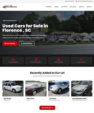 Custom homepage content for an independent used car lot
